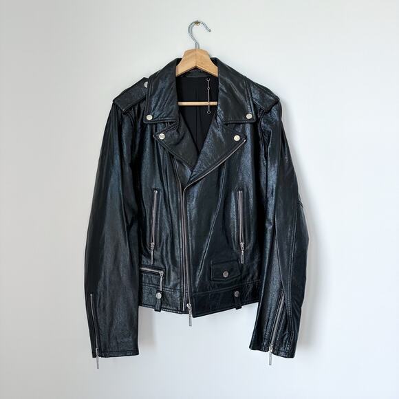 Elie Tahari Jackets & Blazers - Elie Tahari Jacalyn Patent Leather Moto Jacket Black L